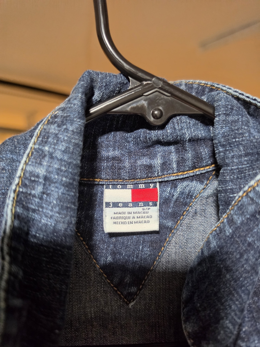 Tommy Jeans Denim Jacket - Dark Blue with Red & White Logo Jumper Suit